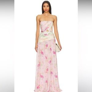 LoveShackFancy Pink Floral Maxi Dress